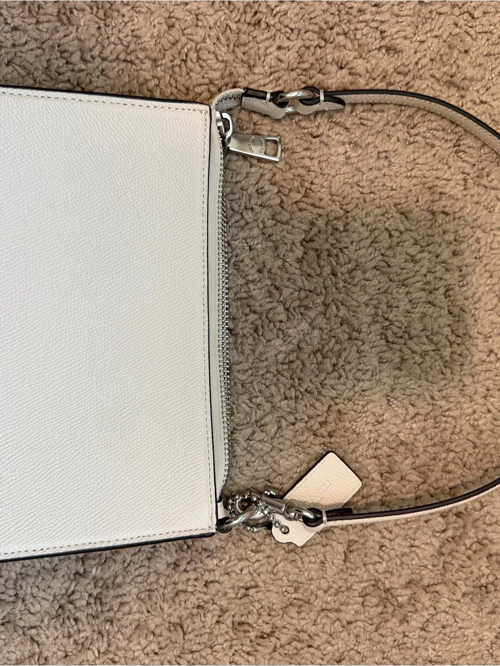 Coach White Mini Shoulder Bag with Silver Hardware